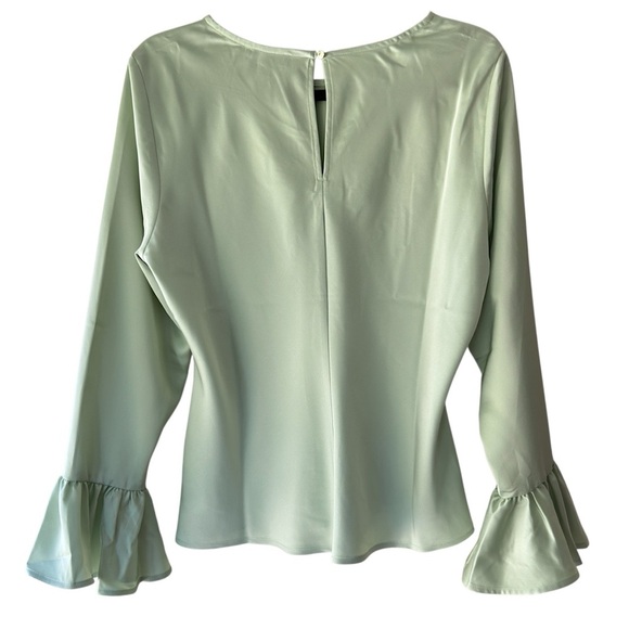 J CREW | NWOT WINTER GARDEN RUFFLE SLEEVE TOP BLOUSE LIGHT PEPPERMINT | LARGE - Picture 7 of 9